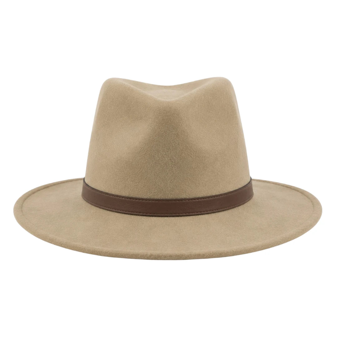 Texas Hats Beige Classic Wide Brim Fedora Hat